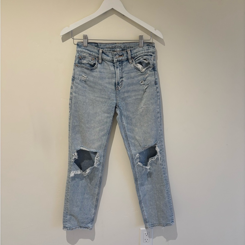 Women's Light Blue Distressed Jeans